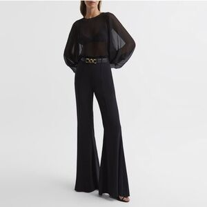 REISS Gabi Soft Flare Black Trousers Dress Pants Size US 6R NWT Sleek Tailored